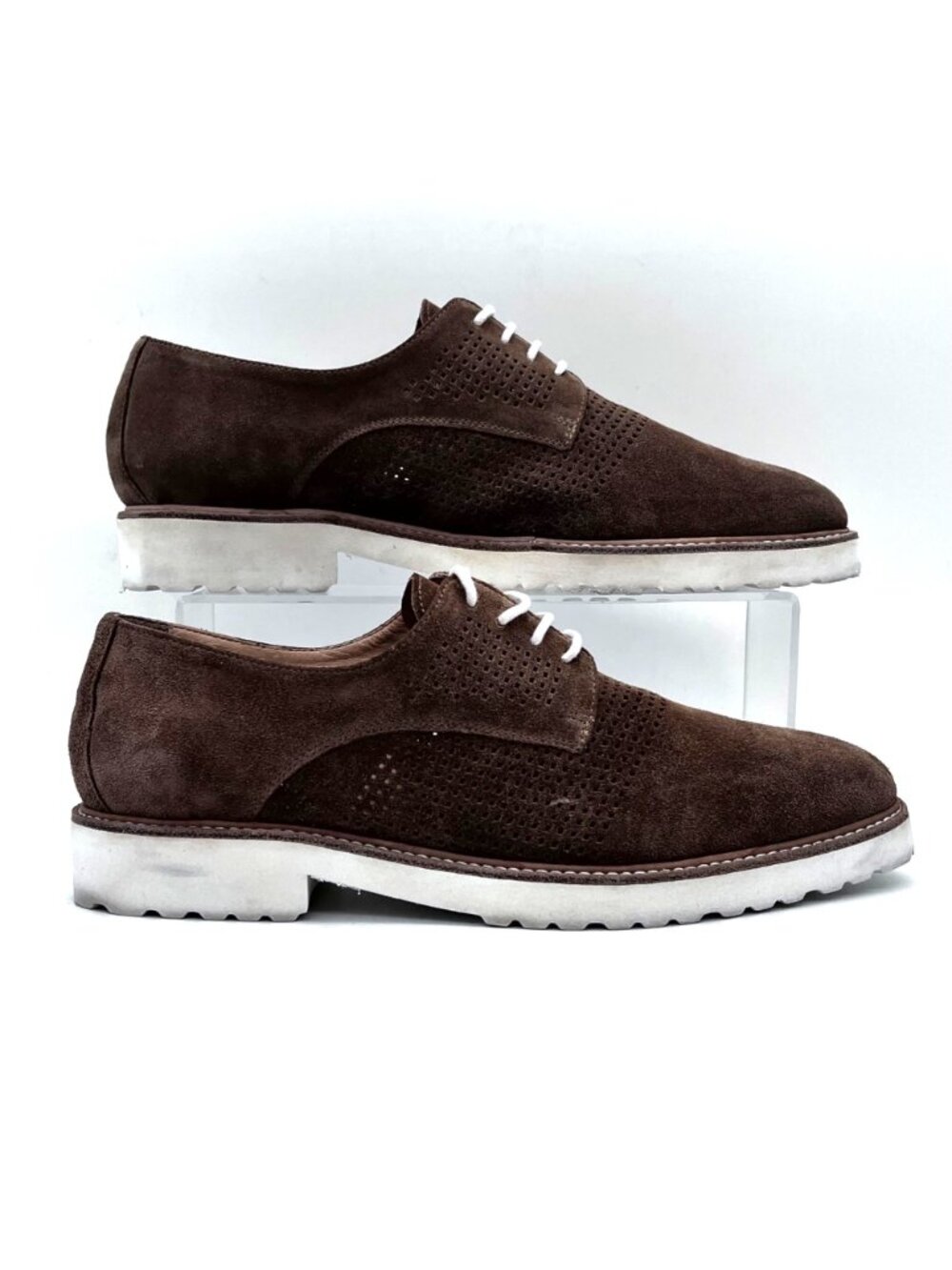 Ron White Mens Brown Suede Leather Derby Shoes Size 8 Made In Italy Extralight - Picture 8 of 12